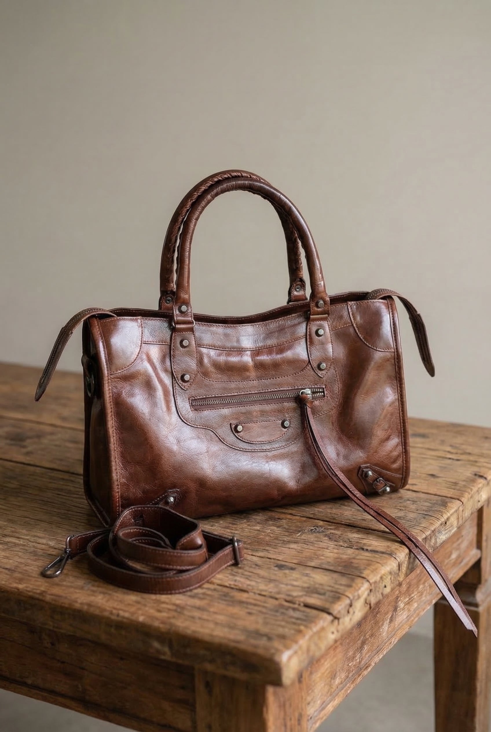 Bolsa SPALLA (inspiração Balenciagga) em couro legítimo