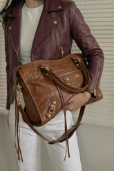Bolsa SPALLA (inspiração Balenciagga) em couro legítimo