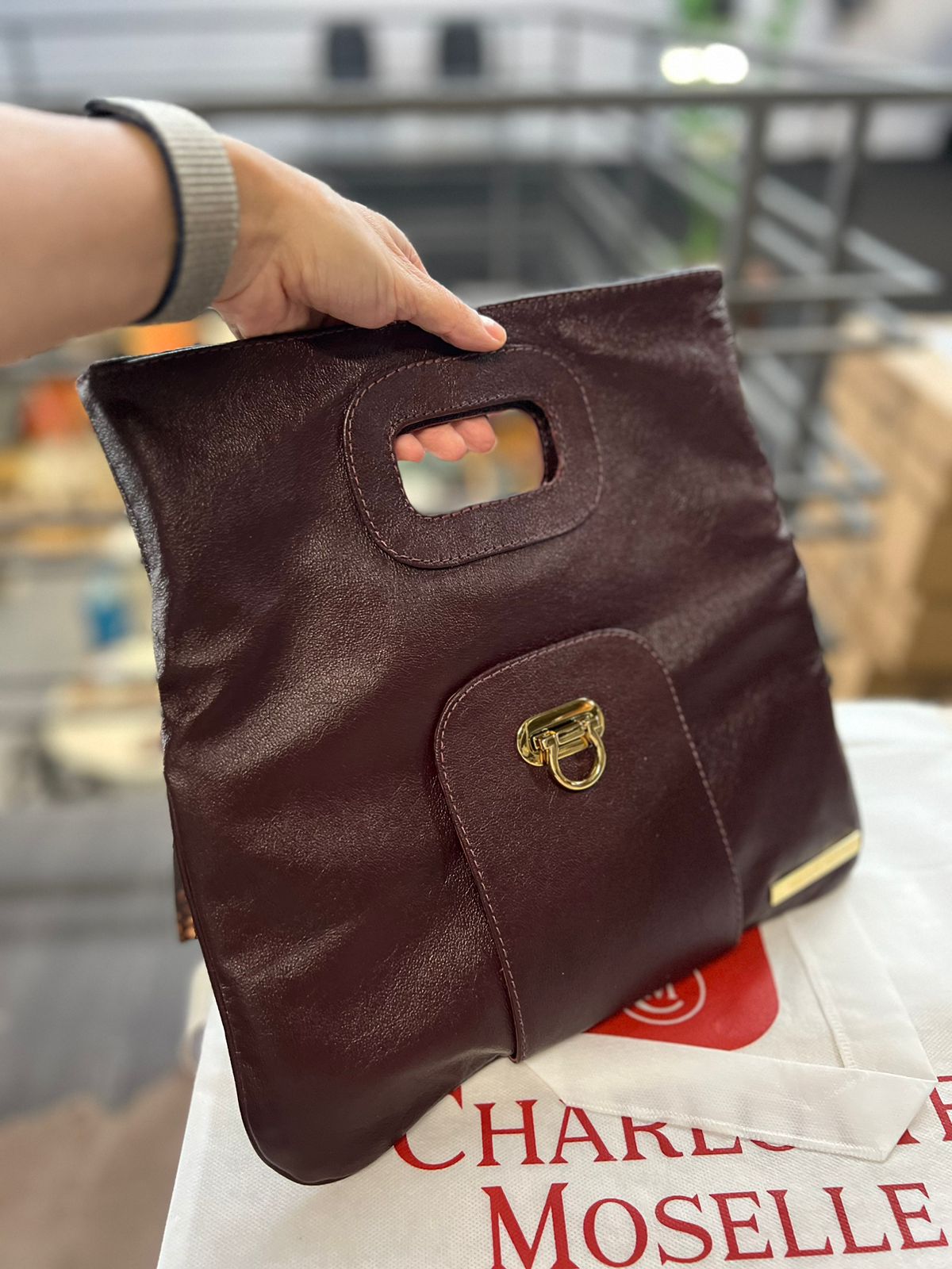 Bolsa Clutch OXFORD em couro legítimo