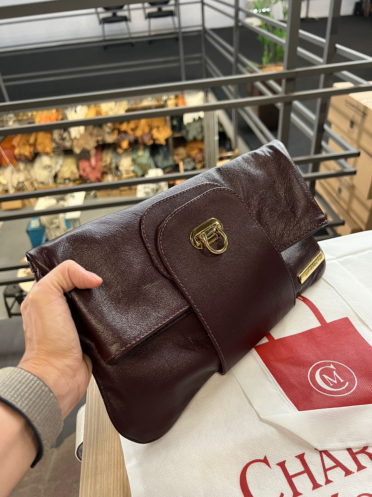 Bolsa Clutch OXFORD em couro legítimo