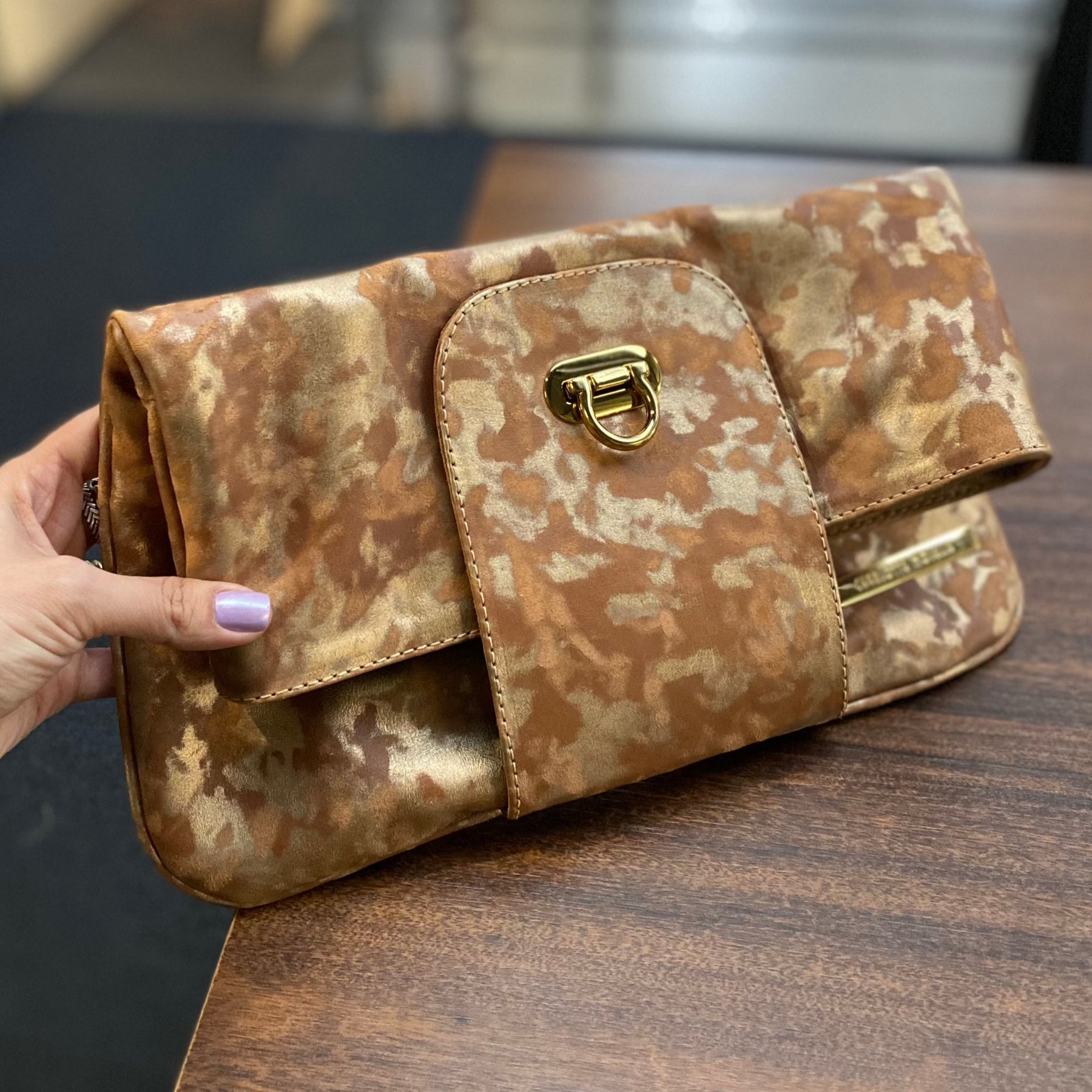 Bolsa Clutch OXFORD em couro legítimo