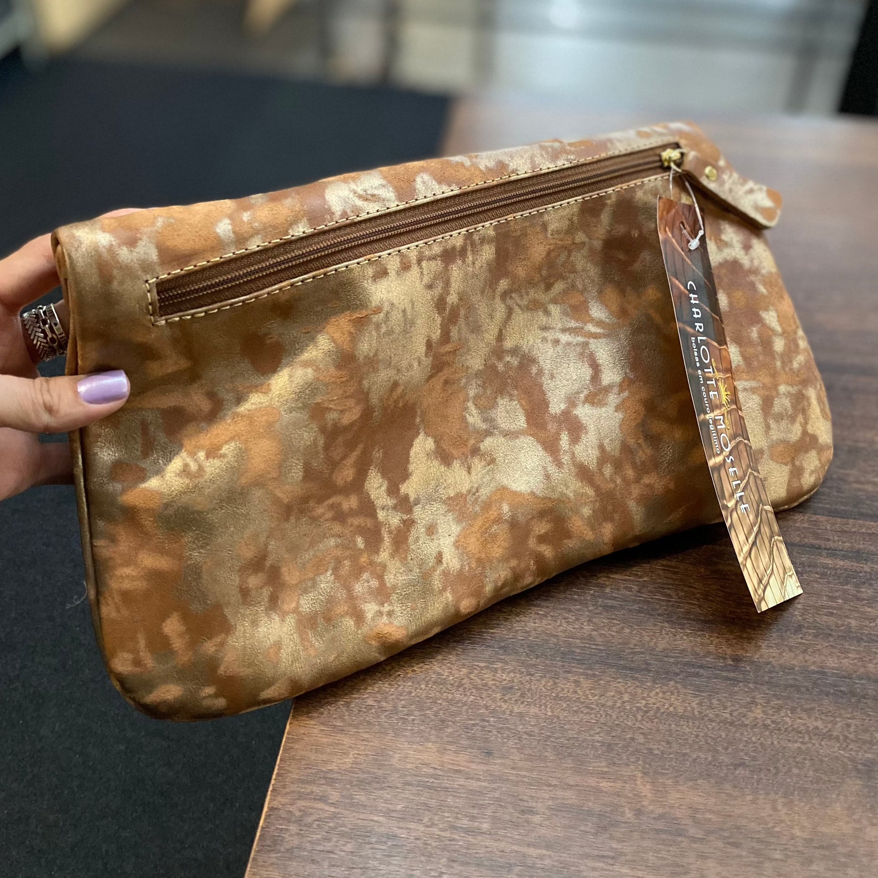 Bolsa Clutch OXFORD em couro legítimo