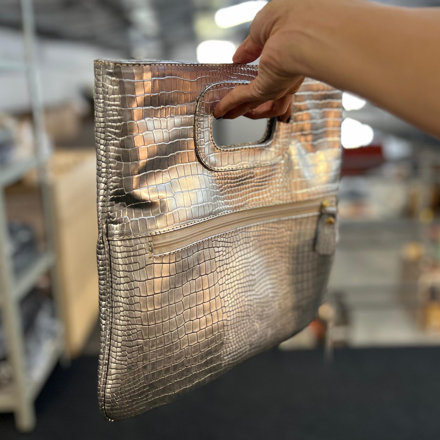 Bolsa Clutch OXFORD em couro legítimo